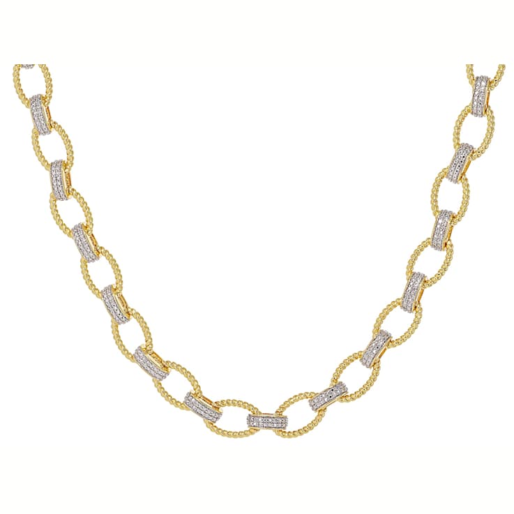 Diamond Station Link Necklace With Rope Design
