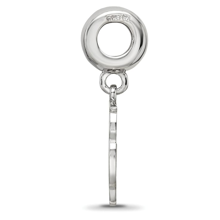 Rhodium Over Sterling Silver LogoArt Chi Omega Owl Charm on Bead
