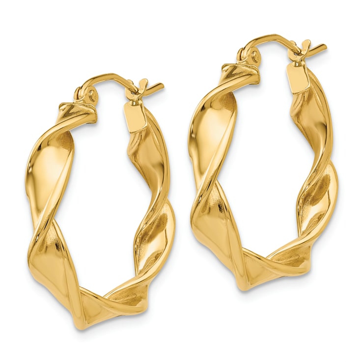 14k Yellow Gold 11/16" Twisted Hoop Earrings
