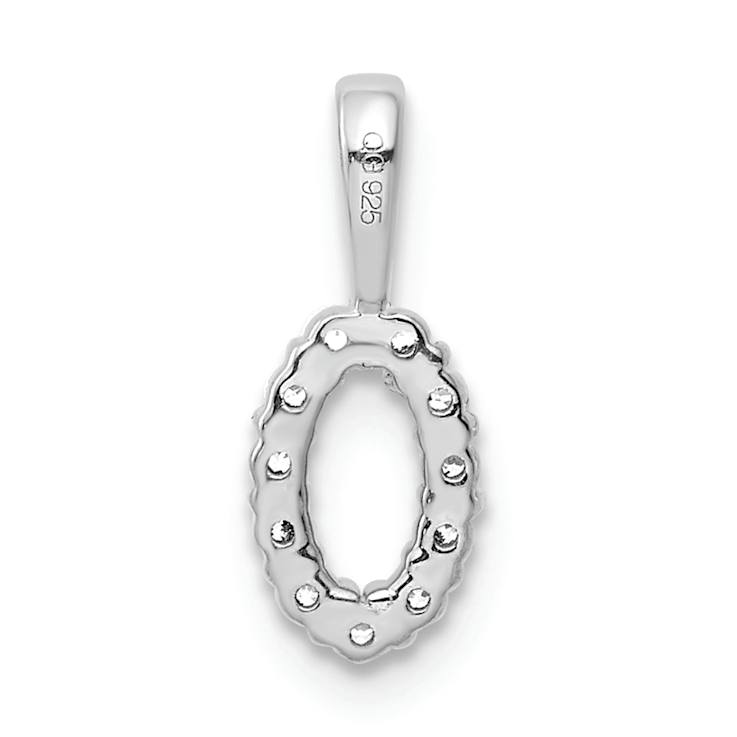 Rhodium Over 14k White Gold Diamond Number 0 Pendant