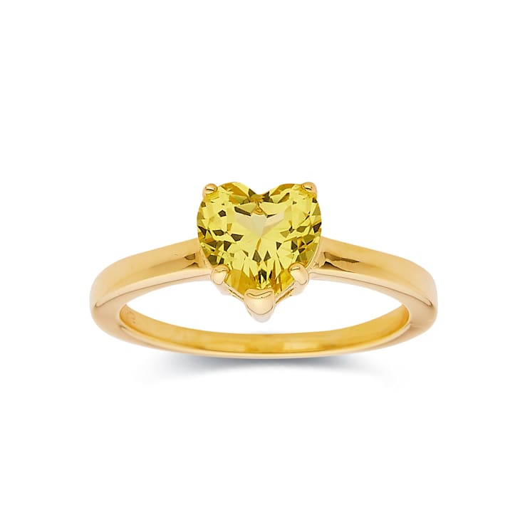 Heart Shape Lab Created Yellow Sapphire 18K Yellow Gold Over Sterling
Silver Solitaire Ring