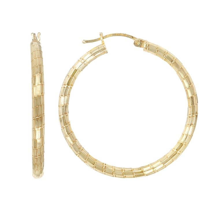 Bold Diamond-Cut Hoop Earrings In 18K Gold Over Sterling Silver