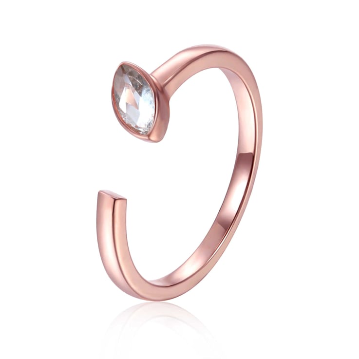 White Topaz 14K Rose Gold Over Sterling Silver Marquise Solitaire Open
Design Ring, 0.25ct