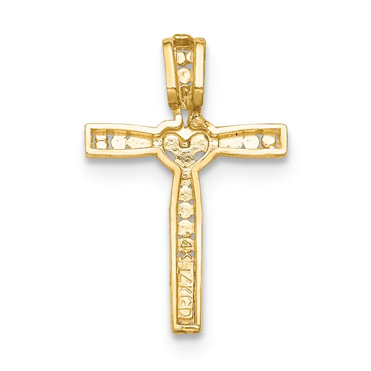 14k Two-tone Gold Textured Cross Pendant