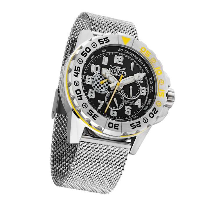 Invicta Racing 48mm Gunmetal Dial Yellow Accented Bezel Stainless Steel
Quartz Watch