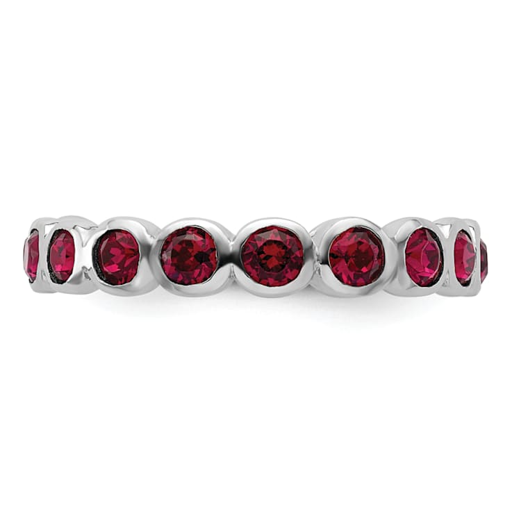 Sterling Silver Stackable Expressions Red Crystal Ring