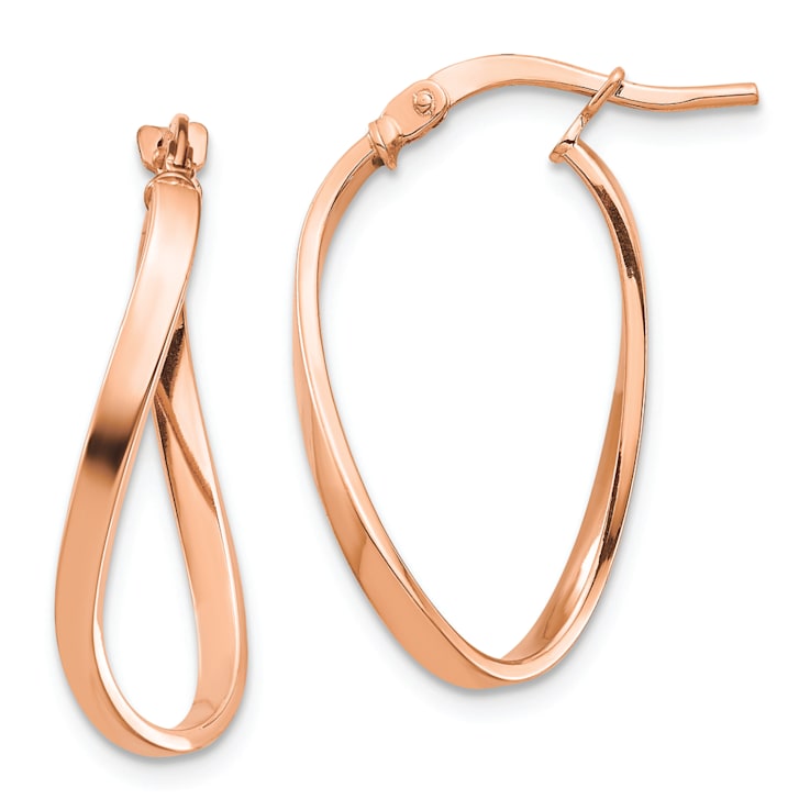 14k Rose Gold 15/16" Polished Wavy Hoop Earrings