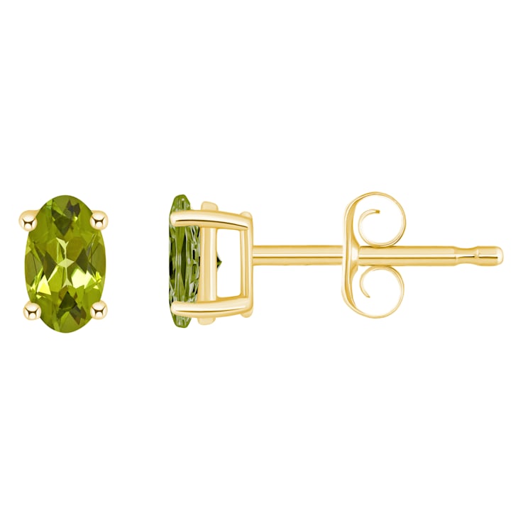 5x3mm Oval Peridot 14k Yellow Gold Stud Earrings