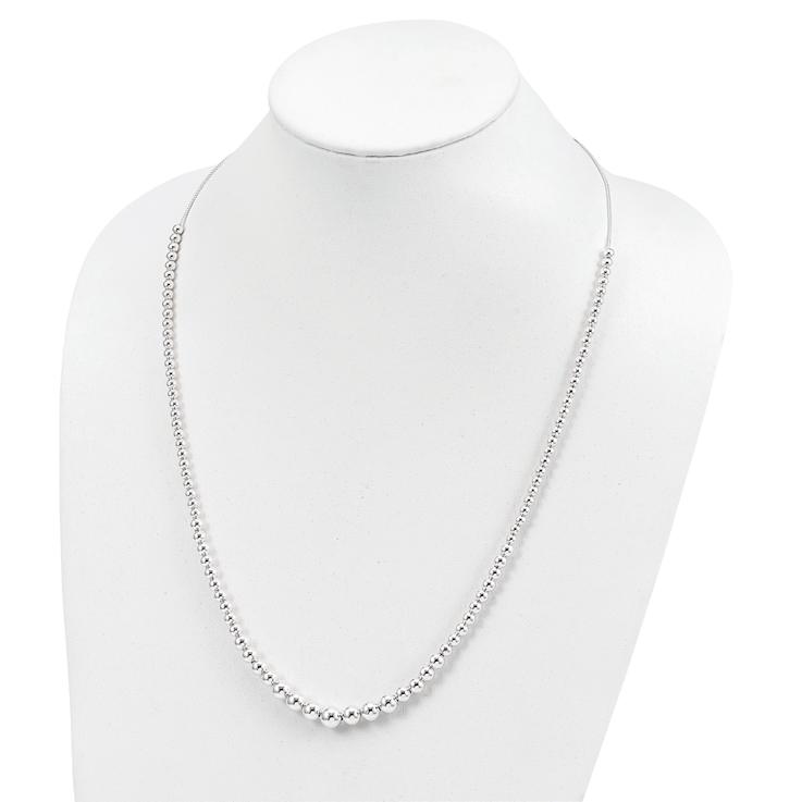 Sterling Silver Graduated Beads Adjustable Necklace