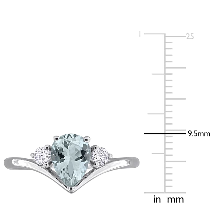 Aquamarine and Diamonnd 14K White Gold Engagement Ring 1.07ctw