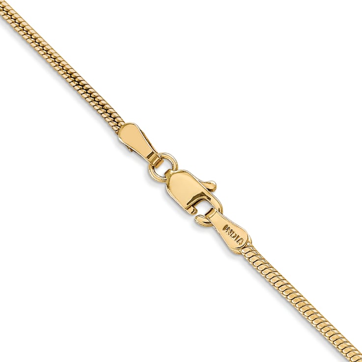 14K Yellow Gold 1.6mm Round Snake Chain Necklace