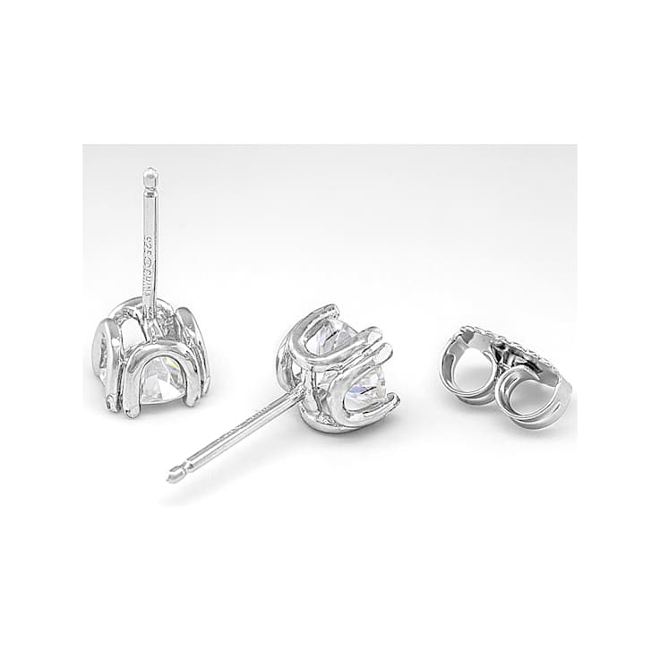 Moissanite Stud Earrings In Platinum-Enhanced Sterling Silver 1.00ctw
Diamond Equivalent Weight