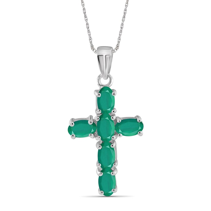Green Emerald Rhodium Over Sterling Silver Pendant with Chain 1.80ctw