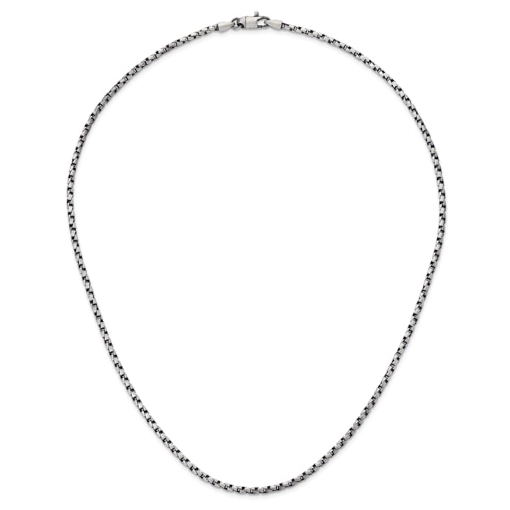 Sterling Silver Antiqued and Satin 2.5mm Twisted Box 16 inch Chain