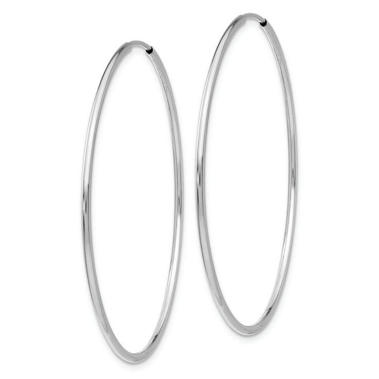 Rhodium Over 14k White Gold 1 9/16" Polished Endless Tube Hoop Earrings