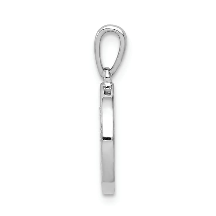 Rhodium Over 14K White Gold Diamond Paw Print in Circle Pendant