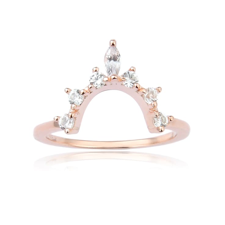 Marquise and Round White Sapphire 14K Rose Gold Over Sterling Silver
Crown Design Ring Guard