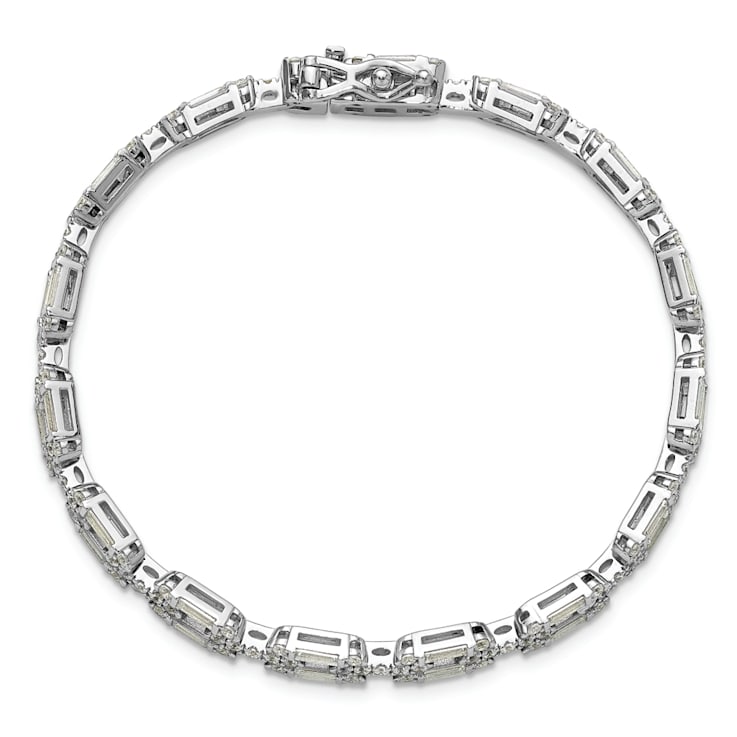 アクセサリー uruiro Rhodium Over Sterling Silver Polished Fancy Cubic Zirconia