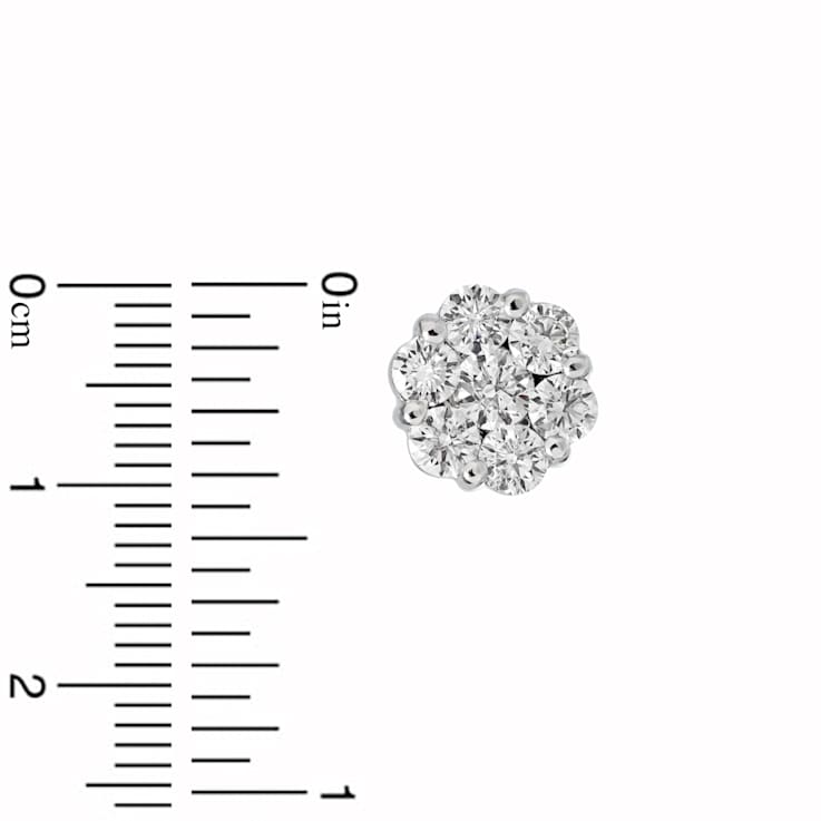 2.00cttw Diamond Cluster Earrings in 14k White Gold