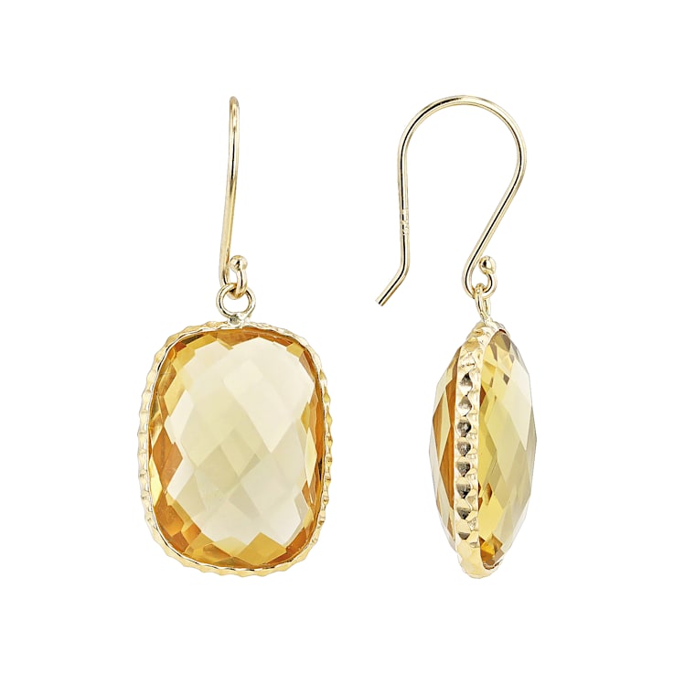 Yellow Citrine 14K Yellow Gold Dangle Earrings 18.00ctw