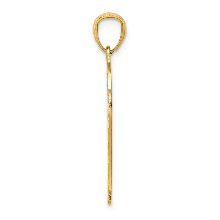 14k Yellow Gold Diamond-Cut Basketball Pendant
