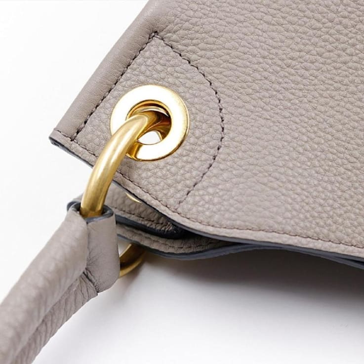 Prada Vitello Phenix Grey Leather Embossed Logo Hobo Tote