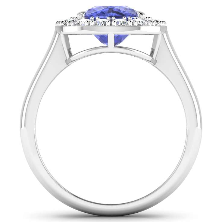 3.41ctw Violet Tanzanite and Diamond 14K White Gold Halo Ring