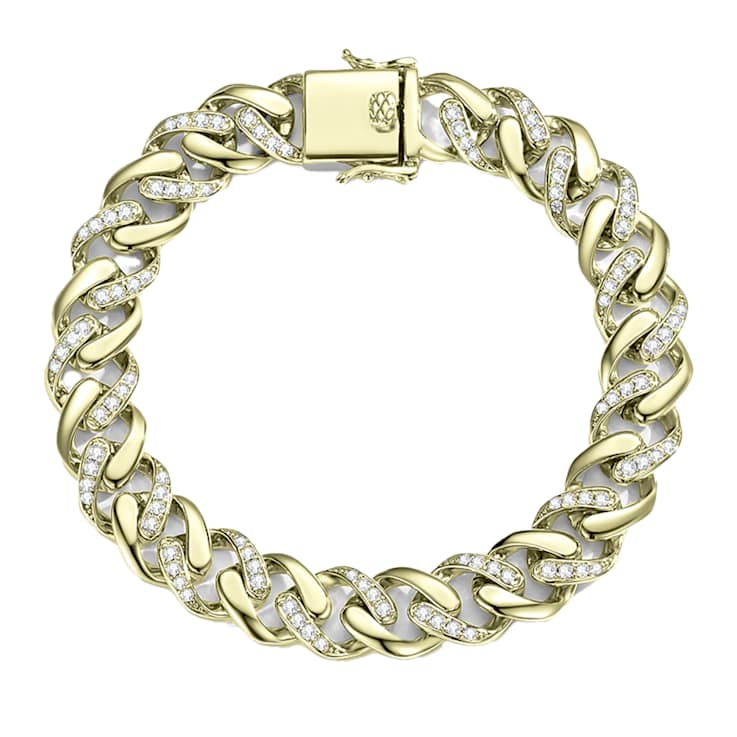 CZ Pave Link Bracelet In 14K Gold Over Sterling Silver