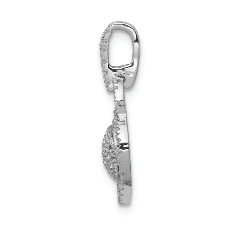 Rhodium Over 14k White Gold Diamond Fancy Heart Pendant