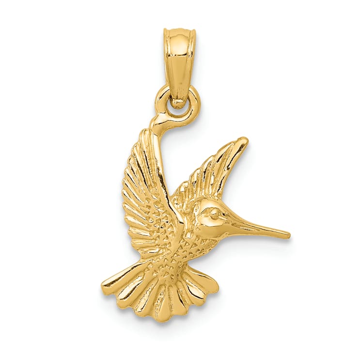 14K Yellow Gold Hummingbird Pendant