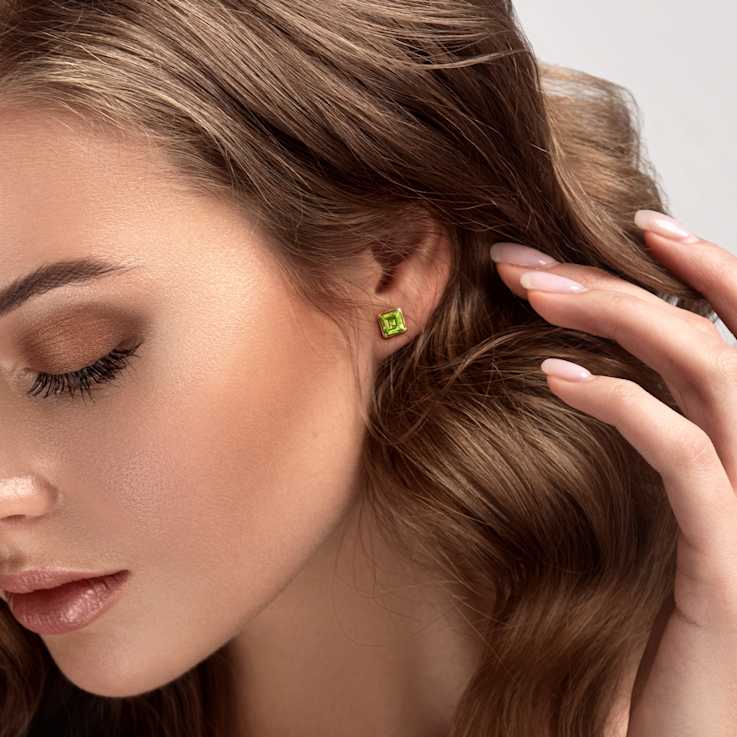 Peridot 14K Yellow Gold Earrings 3.52ctw