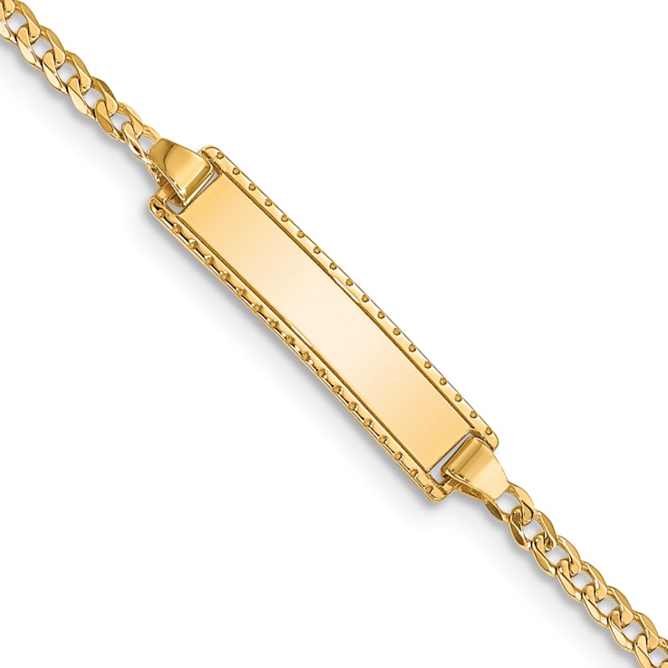 14k Yellow Gold Curb Link Baby/Child ID Bracelet
