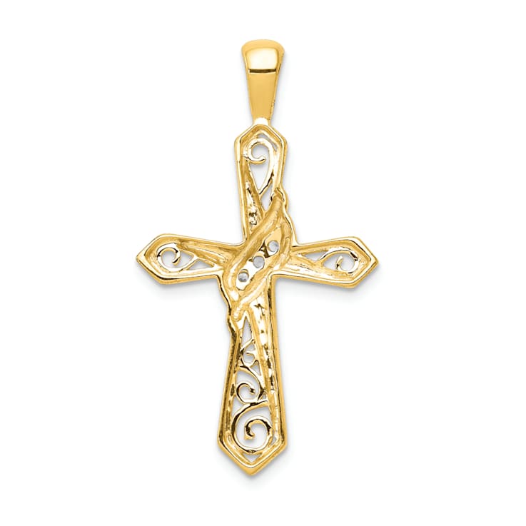 10k Yellow Gold Diamond Cross Pendant
