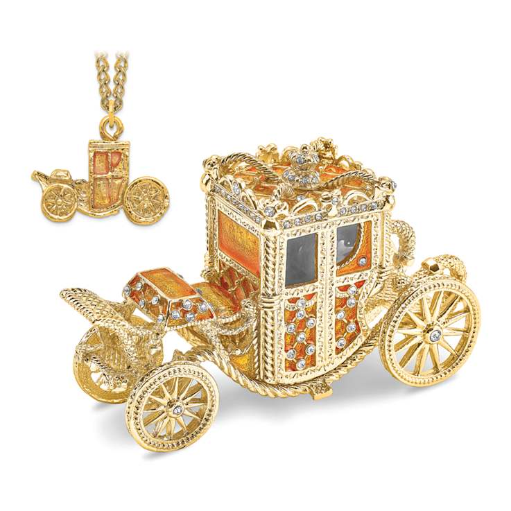 IMPERIAL Golden Carriage with Ring Pad Trinket Box