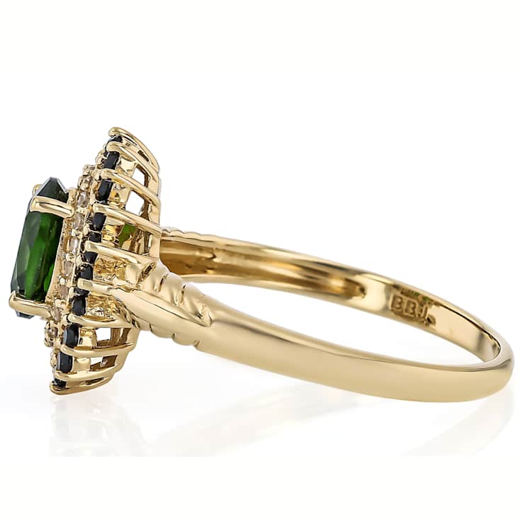 Chrome Diopside, Black Spinel And White Zircon Ring In 18K Gold Over
Sterling Silver 1.24ctw