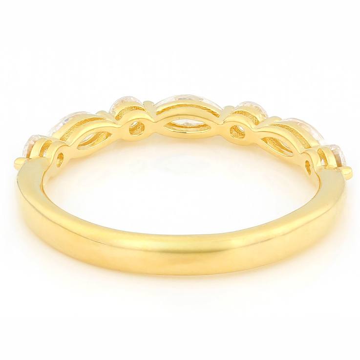 Moissanite Band Ring In 14K Gold Over Sterling Silver