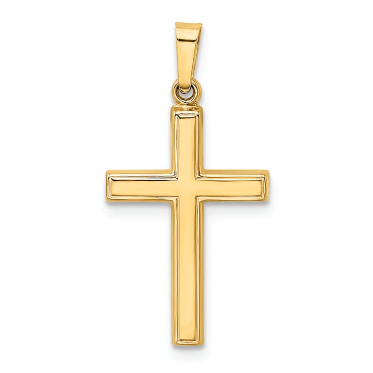 14k Yellow Gold Diamond-Cut Cross Pendant