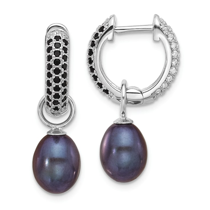 Rhodium Over Sterling Silver 7-8mm FWC Pearl/Cubic Zirconia
Interchangeable Earrings Set