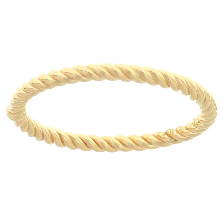 Polished And Twisted Band Ring Set In 14K Gold With Sterling Silver Core
