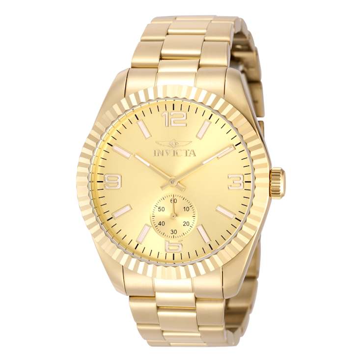 Invicta Specialty 43mm Yellow Dial Stainless Steel Band Quartz Watch
