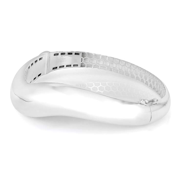 Wide Polished Curved Bangle In Sterling Silver