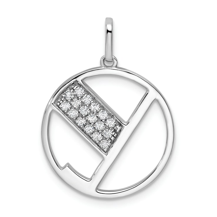 14K White Gold Gatsby Diamond Initial Y Charm
