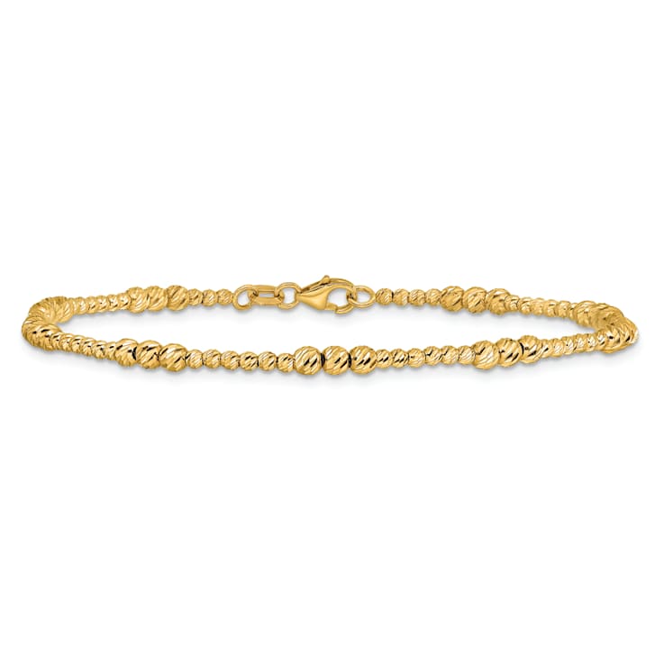 14K Yellow Gold Diamond-cut Beaded 7.5-inch Bracelet