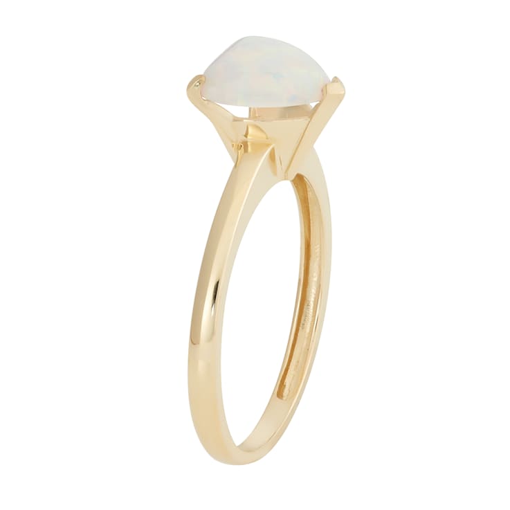 Lab Created Opal 10K Yellow Gold Heart Ring 1.10ctw