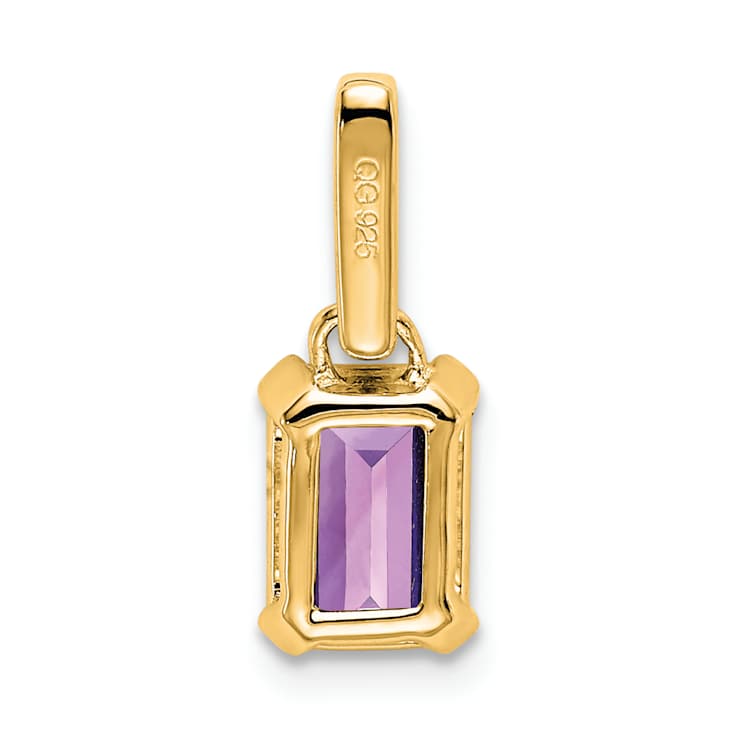 10k Yellow Gold 1 ctw Amethyst and Accent Diamond Pendant