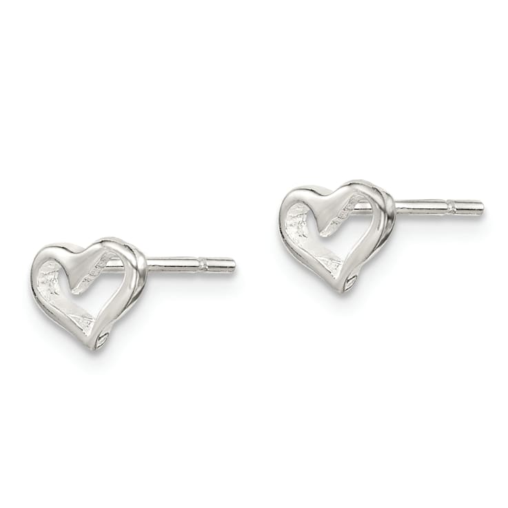 Sterling Silver Polished Open Heart Children's Post Earrings