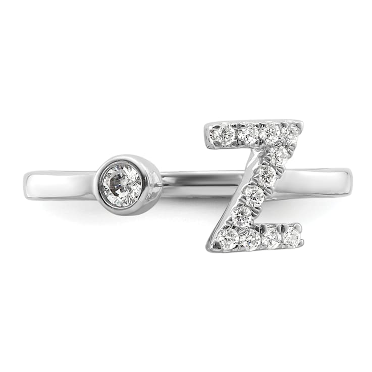 Rhodium Over 14K White Gold Lab Grown Diamond VS/SI GH, Initial Z
Adjustable Ring