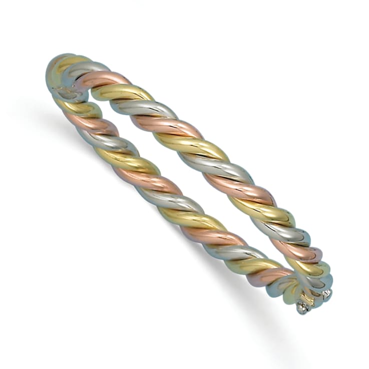 14K Tri-Color Twisted 6mm Bangle