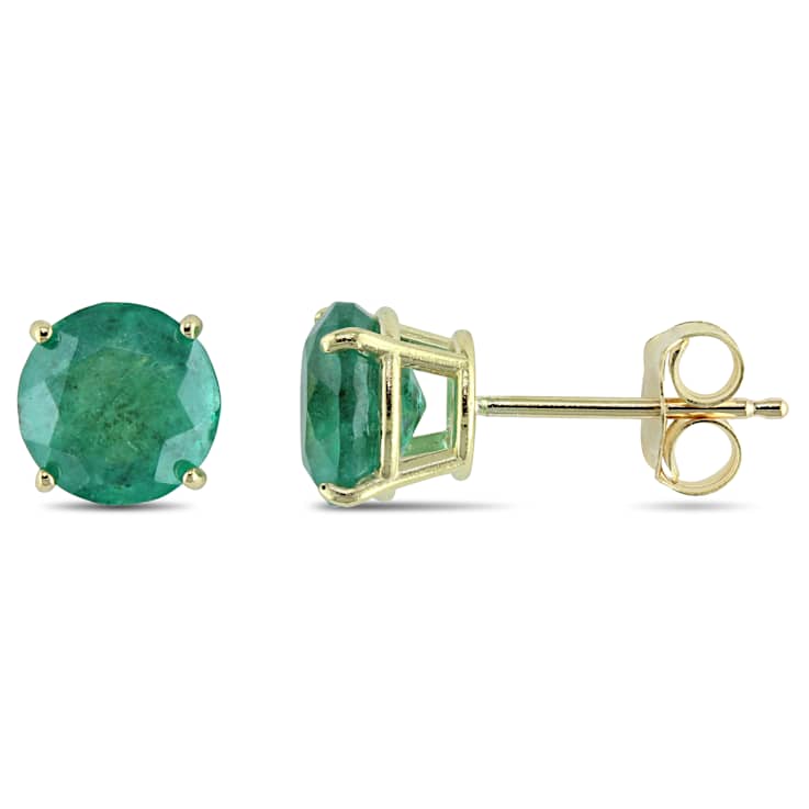 Emerald 10K Yellow Gold Earrings 1.6ctw