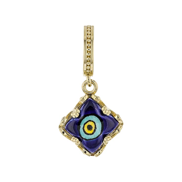 Ceramic Evil Eye Enhancer Pendant In 18K Gold Over Sterling Silver 10x10mm
